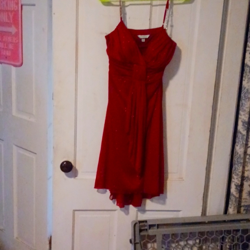 cocktail dress with Rhinestones straps one stone is missing on left strap .